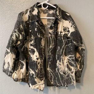 Peach Love Distressed Denim Jacket